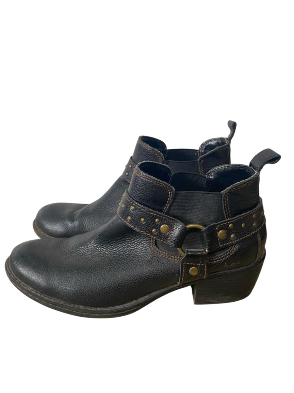 BOC Born Claudette Black Leather Ankle Boot Moto Strap Women’s Size 9.5